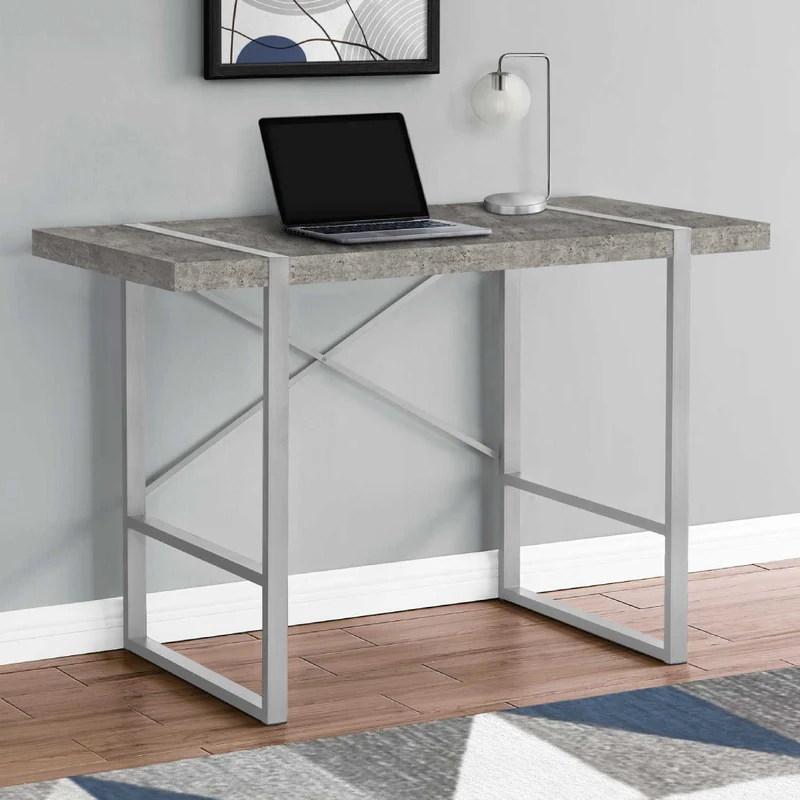Bureau de travail en MDF/stratifié et métal argenté - I 7662-7663-7664