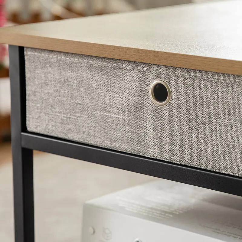 SoBuy FBT107-PF Table Basse avec 2 Tiroirs en Tissu Table d'appoint Table TV Table de Salon Bouts de canapé Style Industriel