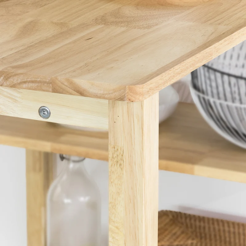 SoBuy FWT69-N Table de Salle à Manger avec étagères, Table à Manger en Bois d'hévéa