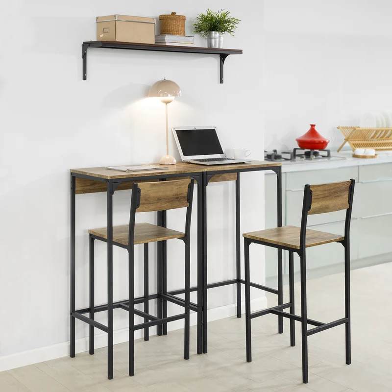 SoBuy OGT42-F Ensemble 2 Tables Hautes et 2 Chaises de Bar 4 pièces en total
