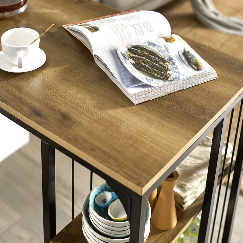 SoBuy FWT84-PF Table Haute de Bar Mange-Debout Table à Manger Table de Bistrot avec 3 Étagères