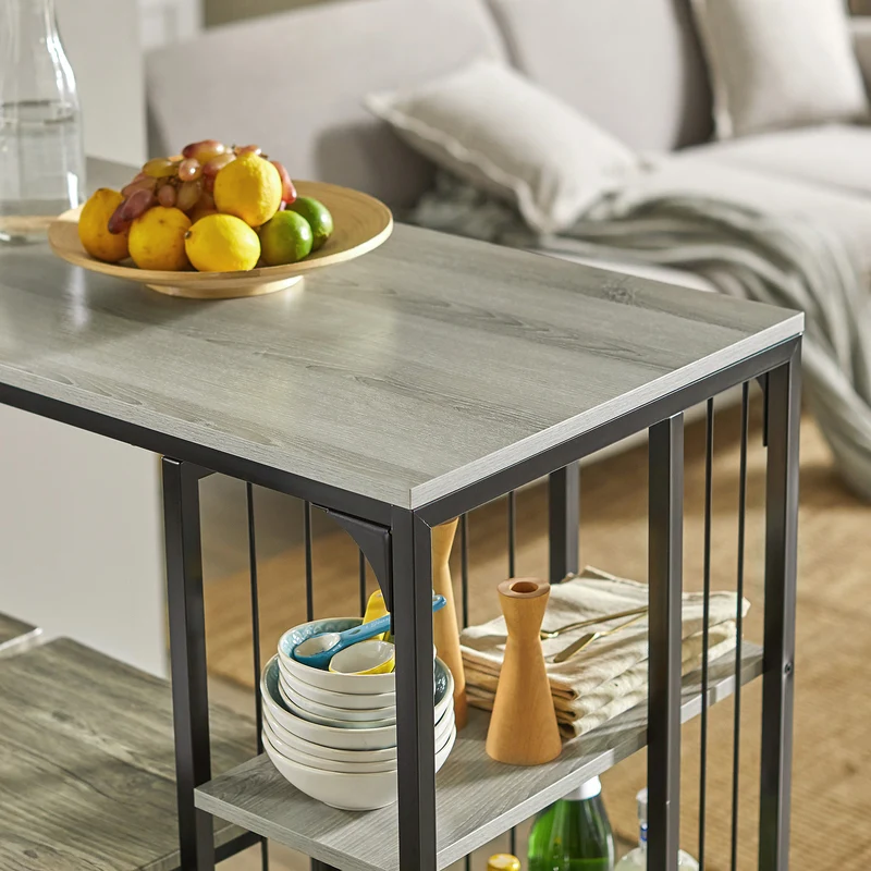 SoBuy FWT84-HG Table Haute de Bar Mange-Debout Table à Manger Table de Bistrot avec 3 Étagères