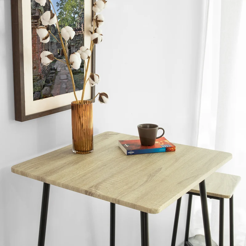 SoBuy OGT48-N Lot Table et 2 Tabourets de Bar Ensemble Table de Bar + Chaises de Bar Salle à manger et Salon