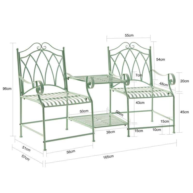 SoBuy OGT44-GR Salon de Jardin 2 Personnes Banc avec Table intégrée 2 Places