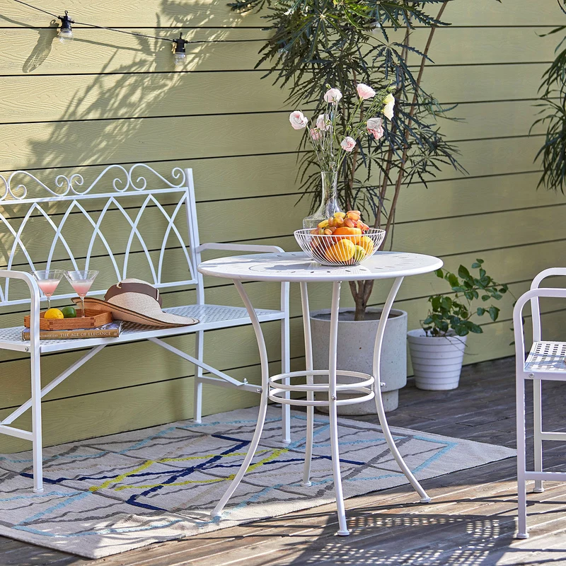 SoBuy OGT46-W Table de Jardin Ronde Ø 70 cm Table de Bistrot Table Ronde pour Cuisine ou Exterieur Terrasse