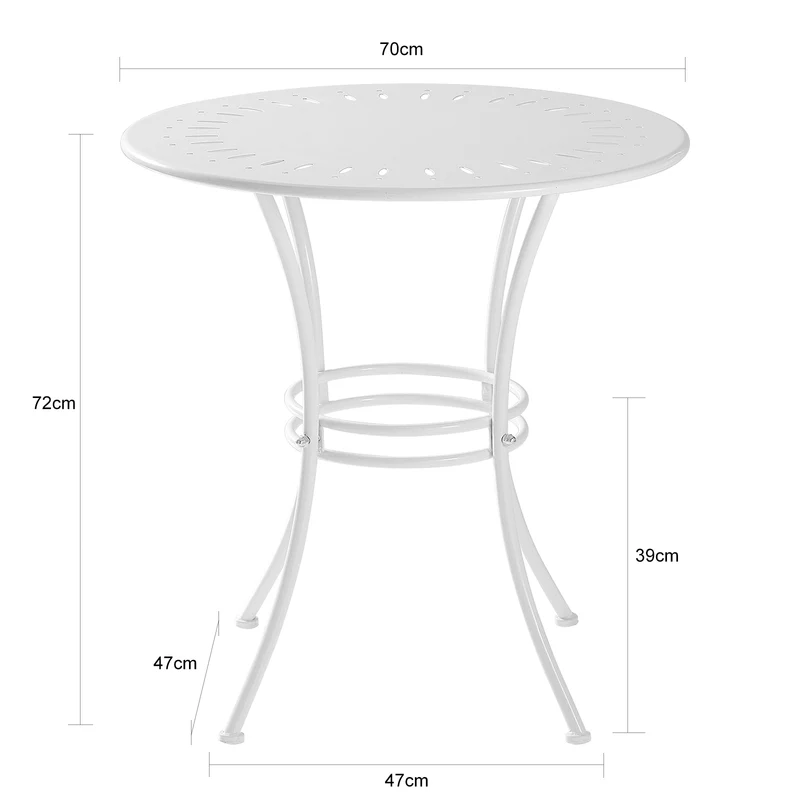 SoBuy OGT46-W Table de Jardin Ronde Ø 70 cm Table de Bistrot Table Ronde pour Cuisine ou Exterieur Terrasse