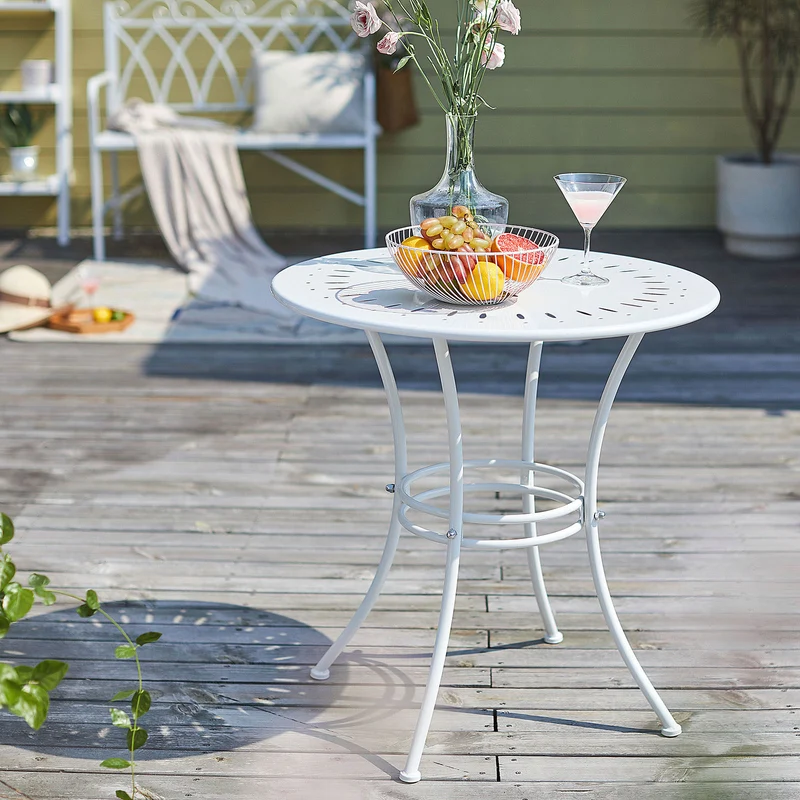 SoBuy OGT46-W Table de Jardin Ronde Ø 70 cm Table de Bistrot Table Ronde pour Cuisine ou Exterieur Terrasse