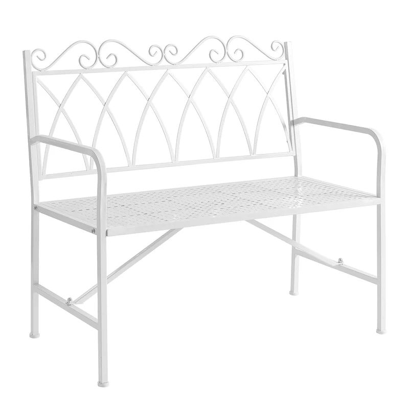 SoBuy OGT45-W Banc de Jardin Extérieur 2 Personnes en Métal Banc Extérieur pour Balcon, Pelouse, Terrasse