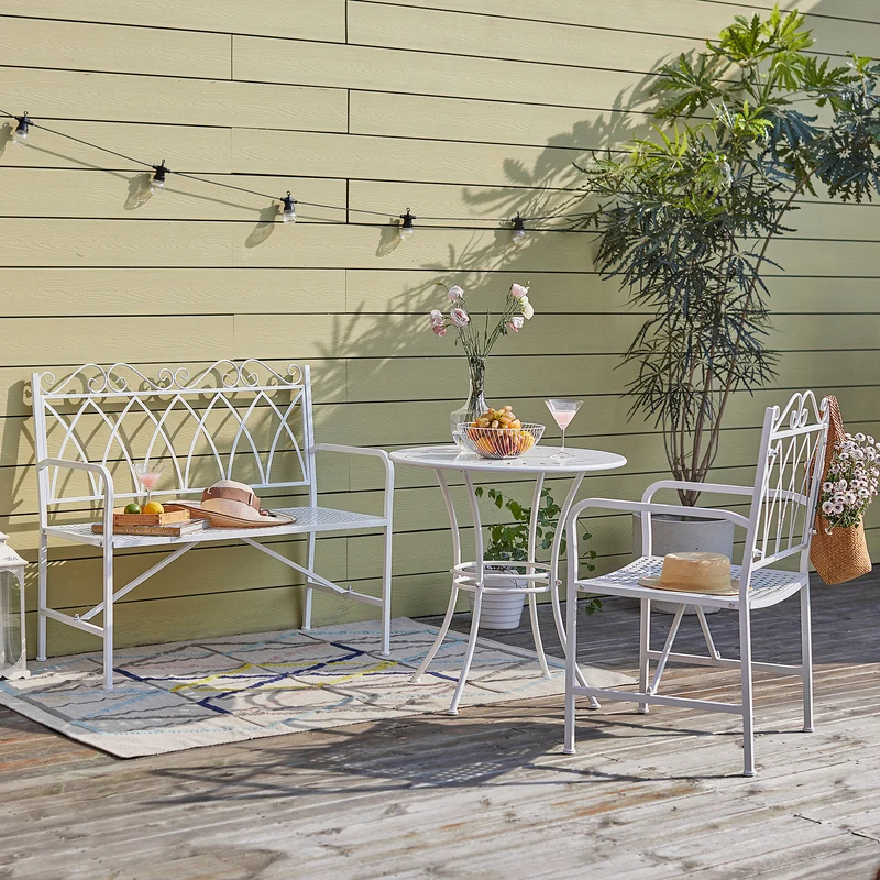 SoBuy OGT45-W Banc de Jardin Extérieur 2 Personnes en Métal Banc Extérieur pour Balcon, Pelouse, Terrasse