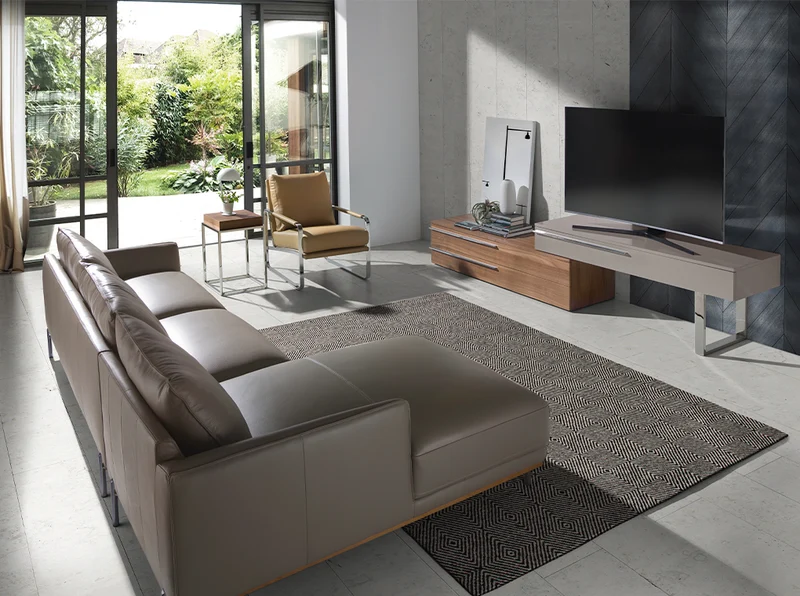 Canapé chaise longue gauche relaxant en cuir Angel Cerdá modèle 6153