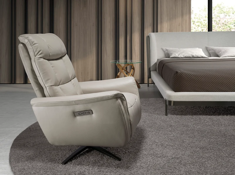 Angel Cerdá FAUTEUIL PIVOTANT EN CUIR GRIS MODÈLE 5114