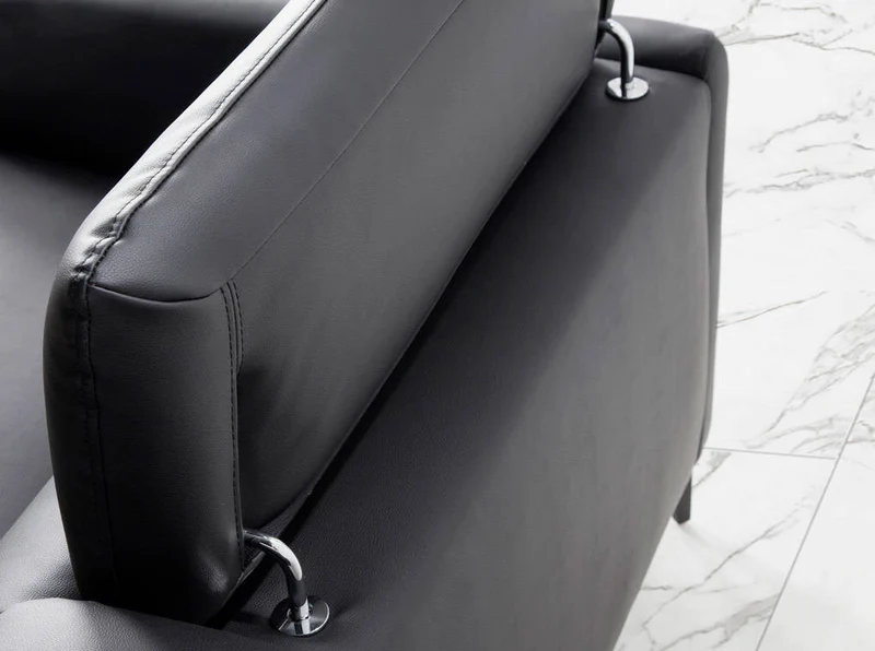 Canapé méridienne en cuir noir avec appuie-têtes réglables – Angel Cerdá 6041