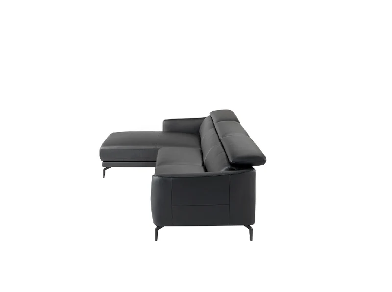 Canapé méridienne en cuir noir design – Angel Cerdá 6040