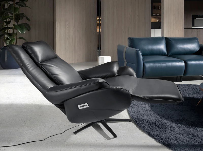 Fauteuil pivotant en cuir noir 5124 Angel Cerdá