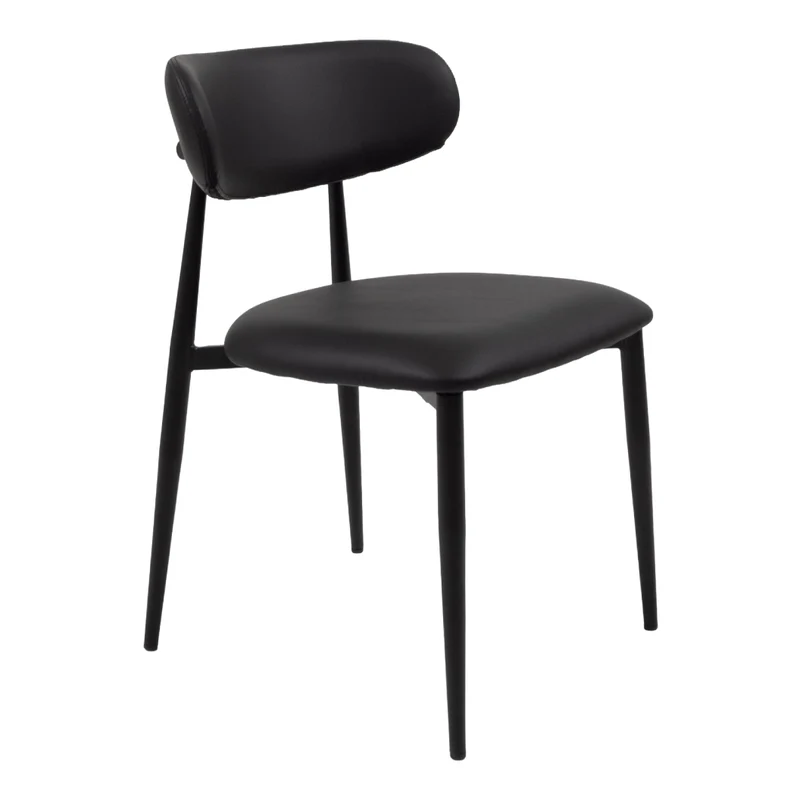 Chaise de salle à manger rembourrée en tissu et aspect cuir - Julie