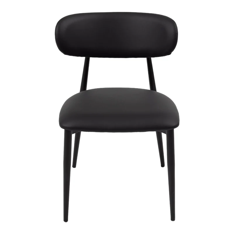 Chaise de salle à manger rembourrée en tissu et aspect cuir - Julie