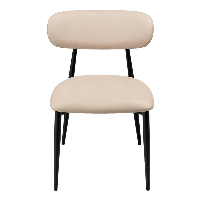 Chaise de salle à manger rembourrée en tissu et aspect cuir - Julie