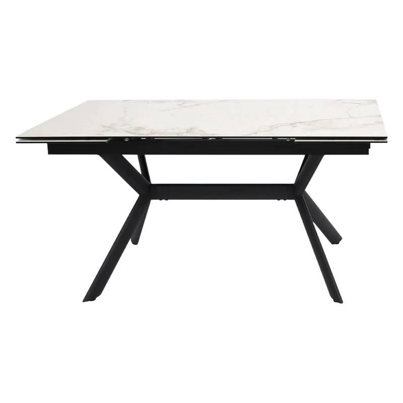 Table de salle à manger extensible en céramique sur verre trempé et métal - Percé