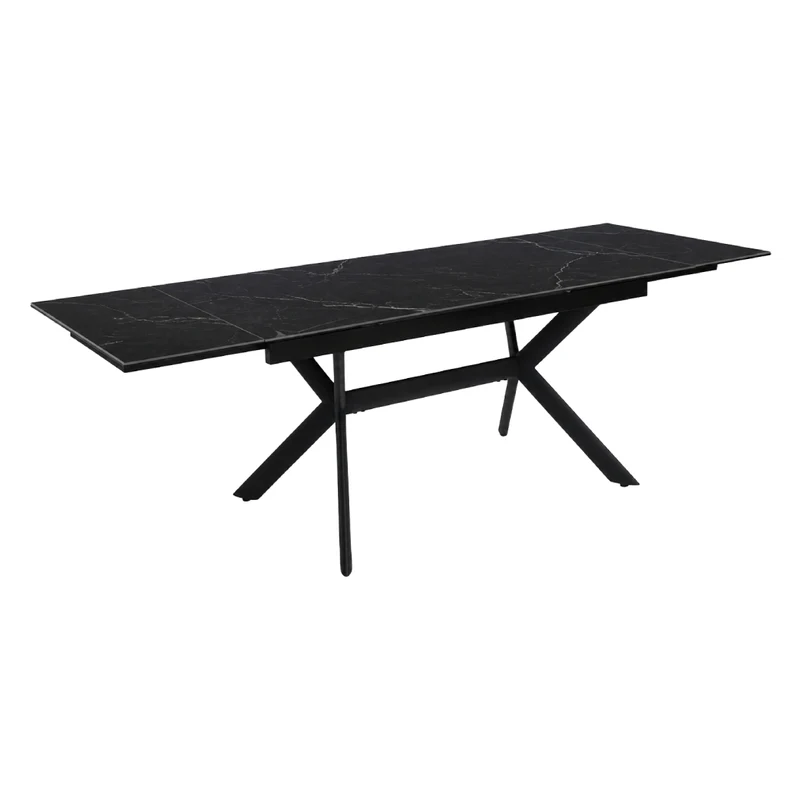 Table de salle à manger extensible en céramique sur verre trempé et métal - Percé