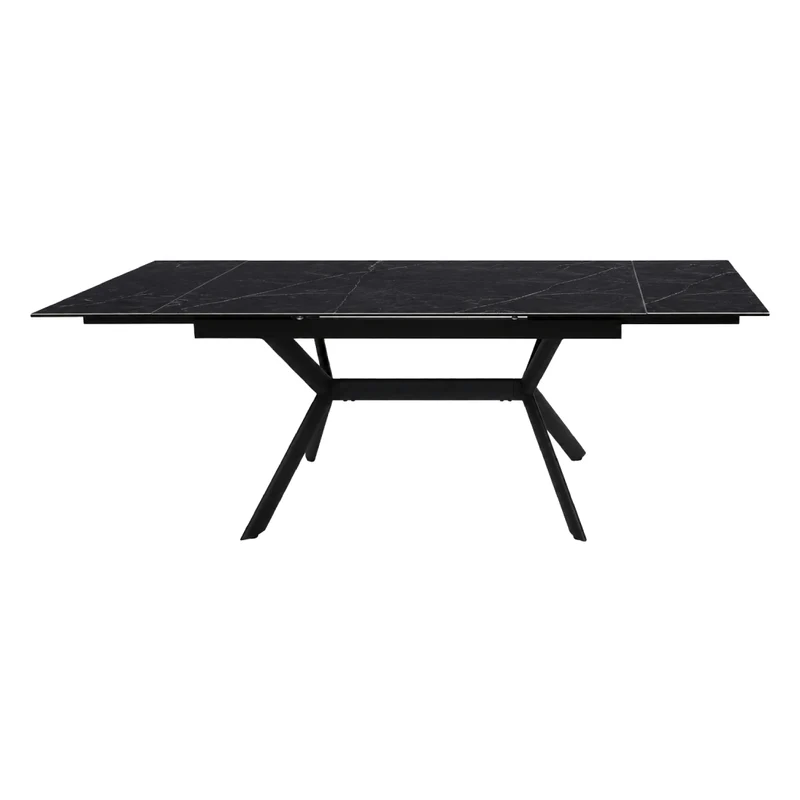 Table de salle à manger extensible en céramique sur verre trempé et métal - Percé