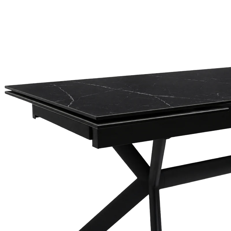 Table de salle à manger extensible en céramique sur verre trempé et métal - Percé