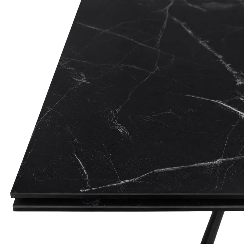 Table de salle à manger extensible en céramique sur verre trempé et métal - Percé