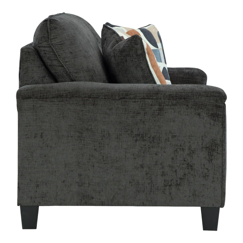 Causeuse en tissu noir avec coussins - Erinslane