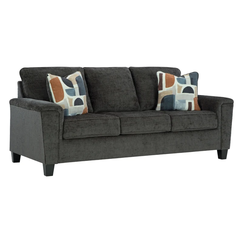 Sofa en tissu noir avec coussins - Erinslane