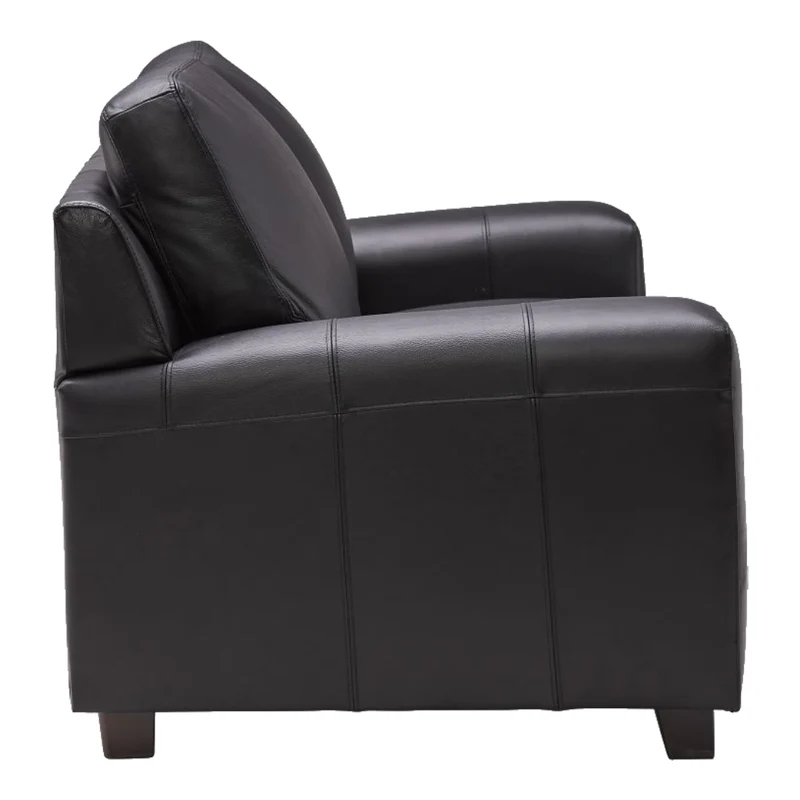 Causeuse en cuir noir corbeau - Bailey