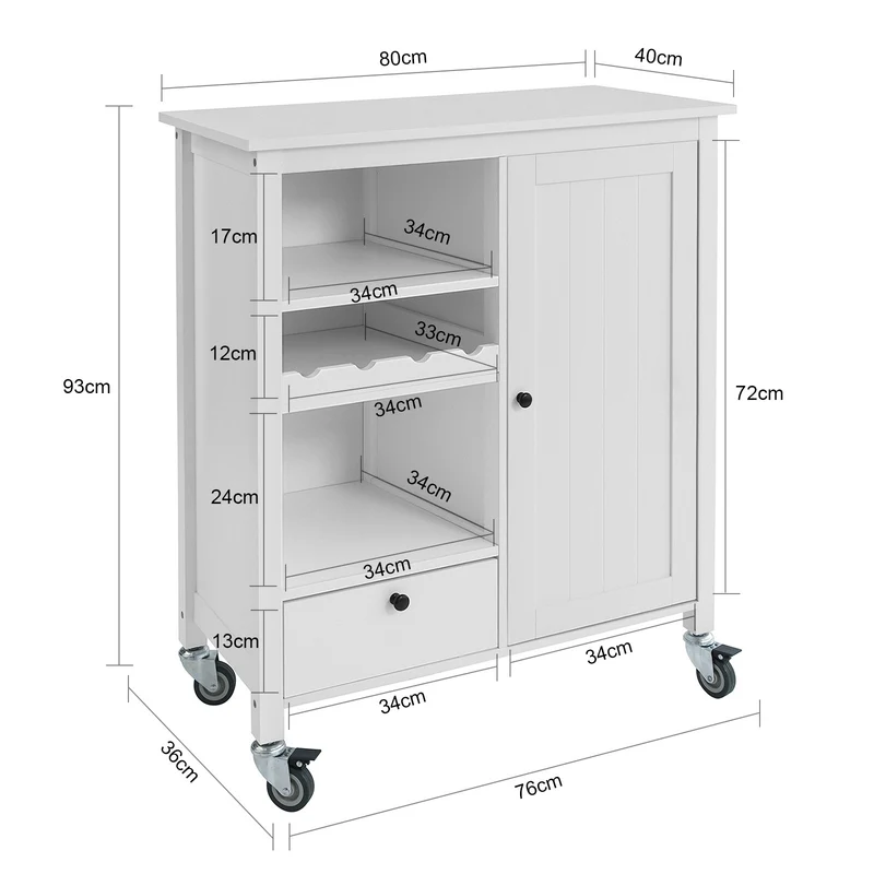SoBuy FKW104-W Desserte Roulante Meuble de Rangement à roulettes