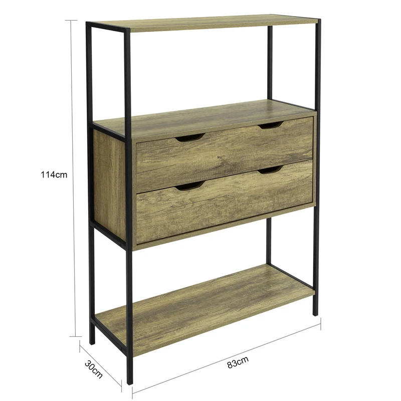 SoBuy FSB40-T Table Console Meuble d'entrée avec 2 tiroirs Buffet Placard à 3 Niveaux