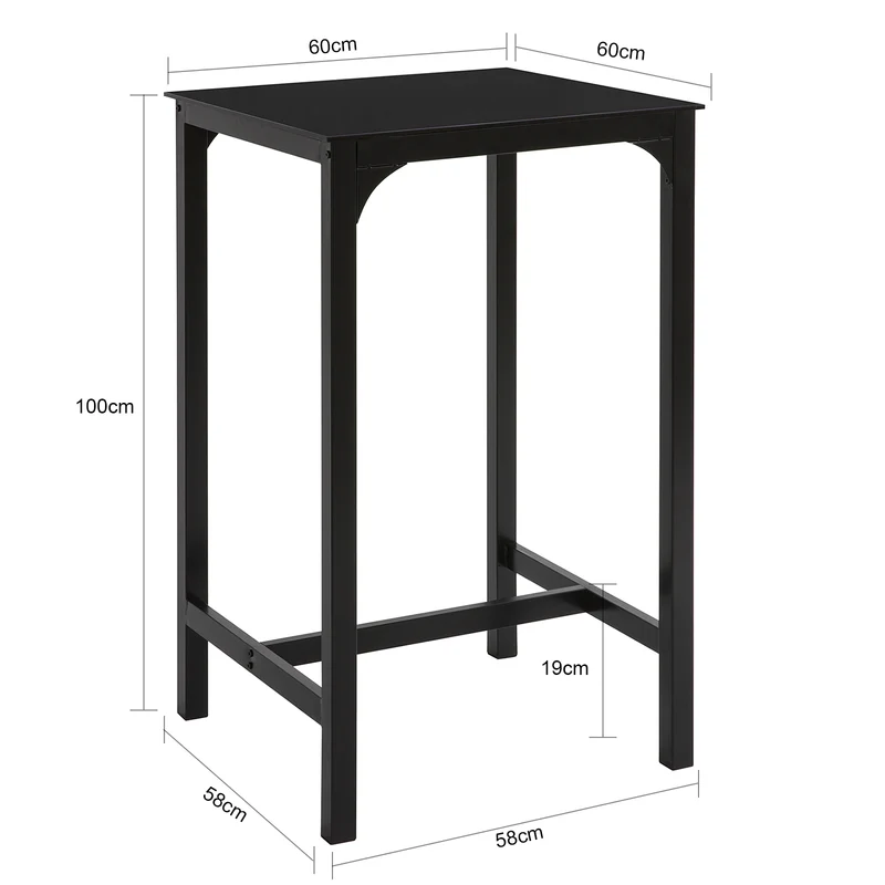 SoBuy OGT38-SCH Table de Bar Carrée Plateau en Verre Pieds en Acier Robuste