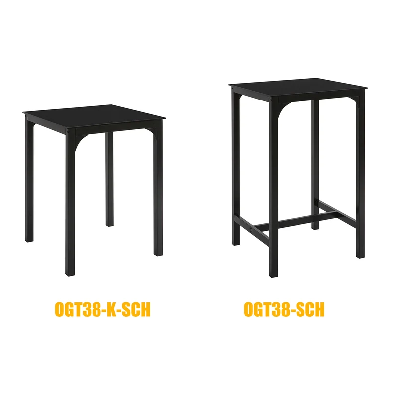 SoBuy OGT38-SCH Table de Bar Carrée Plateau en Verre Pieds en Acier Robuste