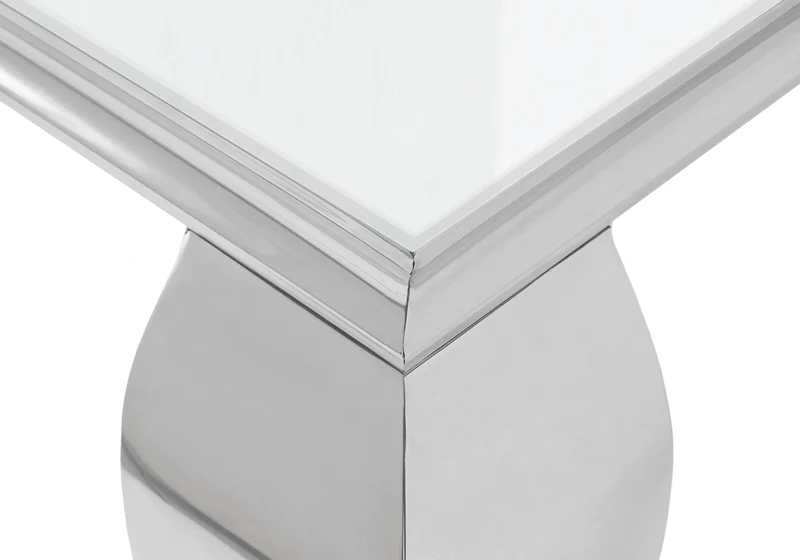 Table à manger rectangulaire verre blanc argent - Neo