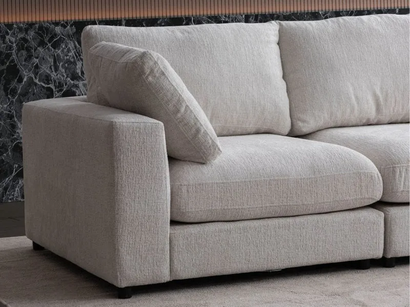 Canapé Julia Modulable - tissu chenille - 3 Places + 1 Pouf