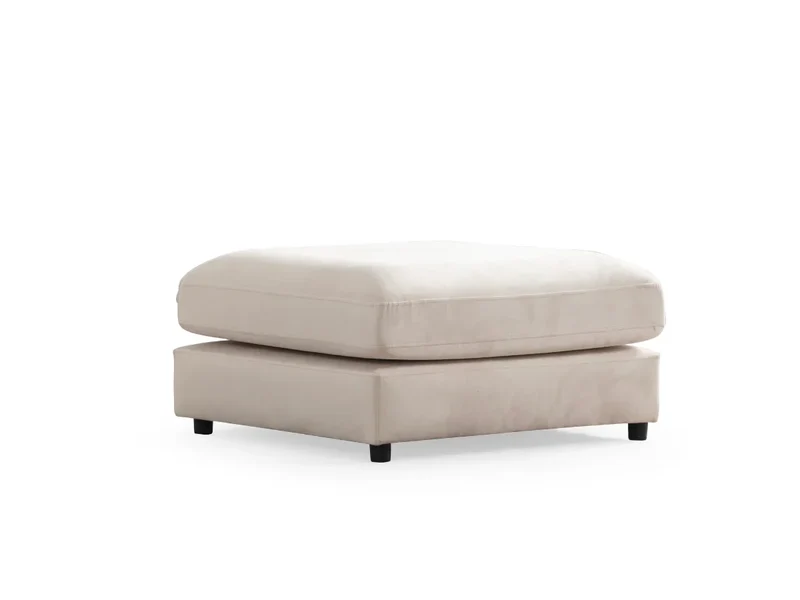 Canapé Julia Modulable - Velours Blanc - 4 Places + 1 Pouf