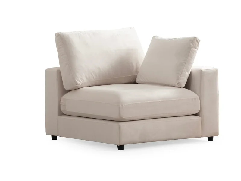 Canapé Julia Modulable - Velours Blanc - 4 Places + 1 Pouf