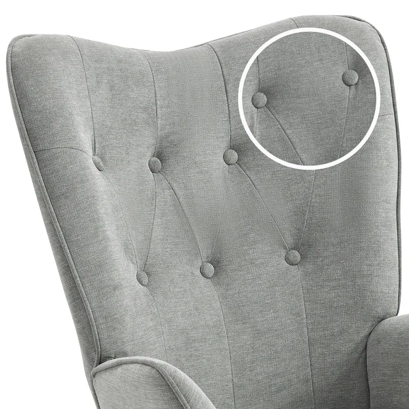 Fauteuil scandinave avec accoudoirs en tissu gris capitonné - KAS
