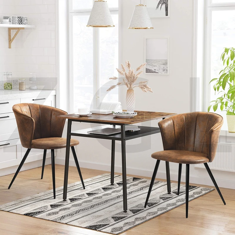 Lot de 6 fauteuils de salle à manger industriels avec accoudoirs en suédine - DONCIC