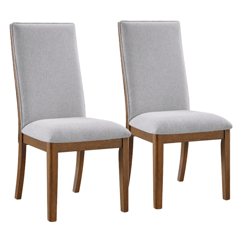 Ensemble de 2 chaises de salle à manger rembourrées en tissu gris - Lyncott