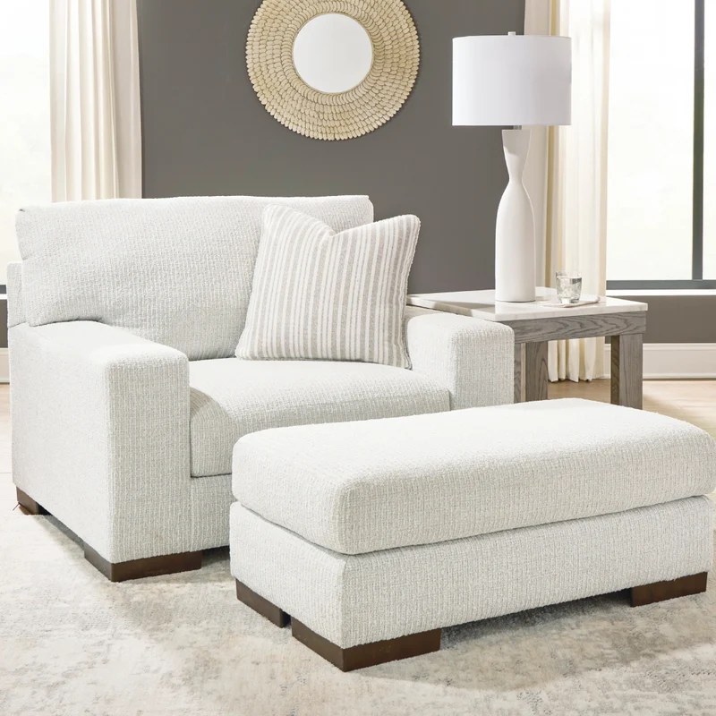 Ottoman en tissu Next‑Gen Nuvella blanc - Bethley