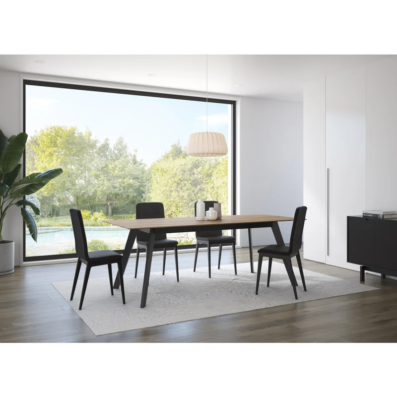 Table de salle à manger rectangulaire en bois de noyer foncé - Maggi