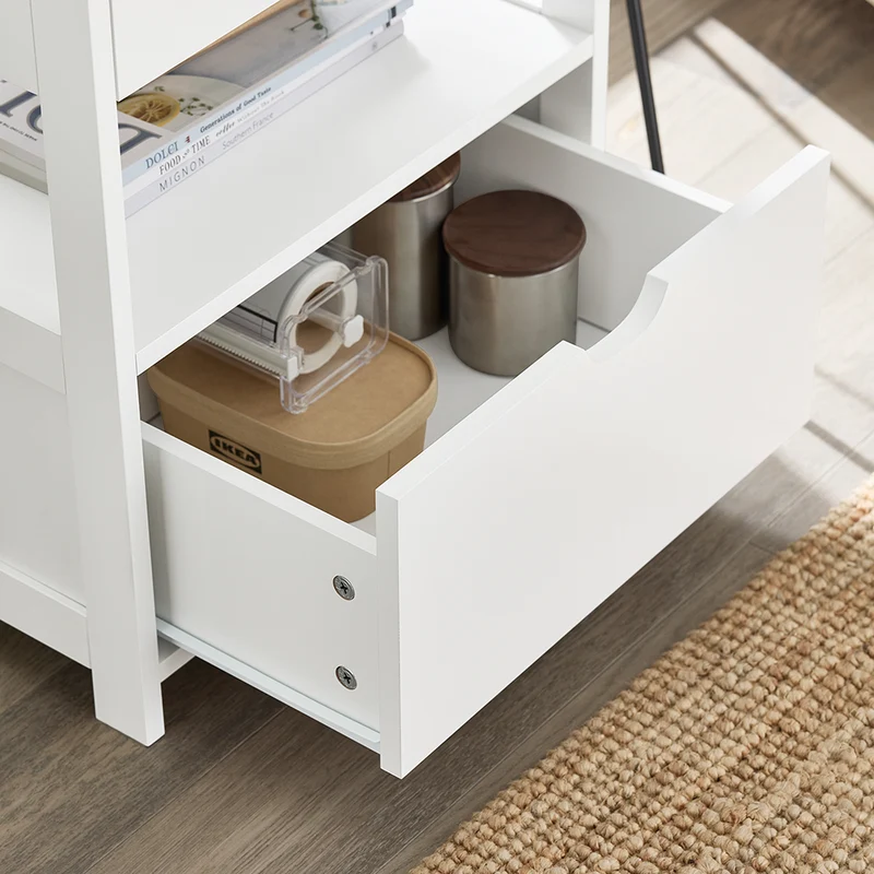 SoBuy FRG258-II-W Table de Chevet avec 2 tiroirs et étagère, Table de Nuit pour Chambre à Coucher - Meuble de Rangement Moderne L45 x P38 x H55 cm Blanc