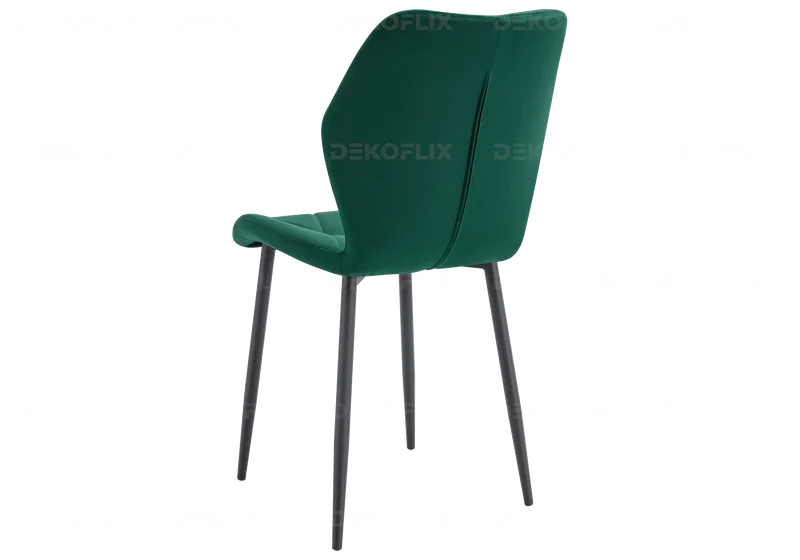 Chaise coquillage en velours vert et pieds noirs - Nava x4