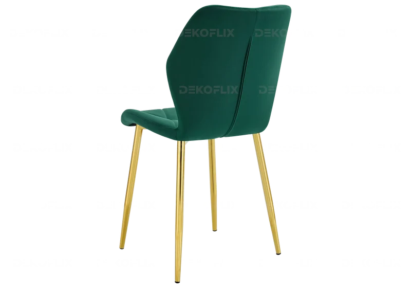 Chaise coquillage en velours vert et pieds dorés - Nava x4