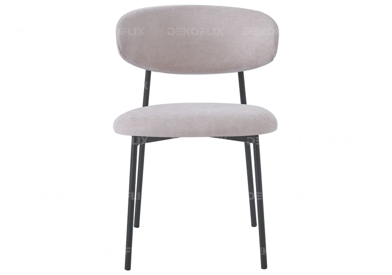 Chaise de table velours taupe pieds noir - Asna x4