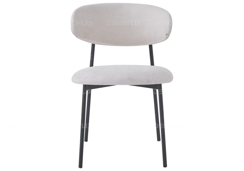 Chaise de table velours gris pieds noir - Asna x4