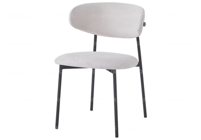 Chaise de table velours gris pieds noir - Asna x4