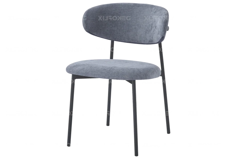 Chaise de table velours anthracite pieds noir - Asna x4