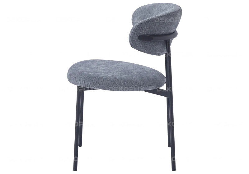 Chaise de table velours anthracite pieds noir - Asna x4